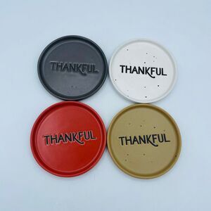 THANKFUL Set of 4 Ceramic Speckled Drink Coasters Threshold Target